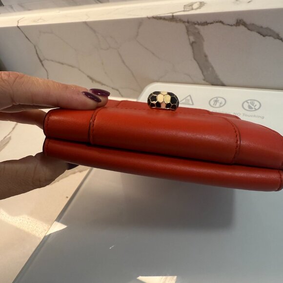 Bvlgari Serpenti Forever Tri-fold Wallet, Leather, Women's, Red - Picture 3 of 10